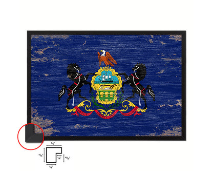 Pennsylvania State Shabby Chic Flag Wood Framed Paper Print  Wall Art Decor Gifts