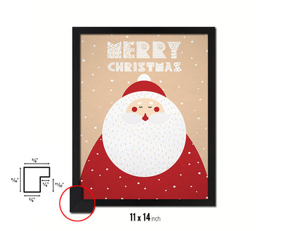 Merry Christmas Santa Holiday Season Gifts Wood Framed Print Home Decor Wall Art