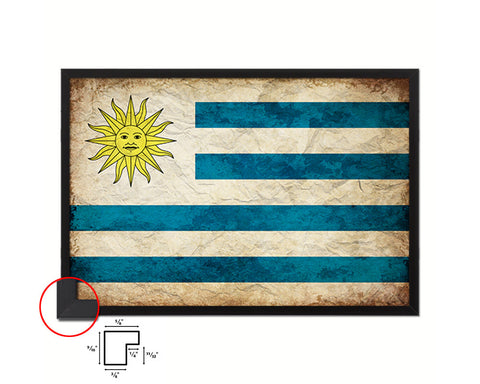 Uruguay Country Vintage Flag Wood Framed Print Wall Art Decor Gifts