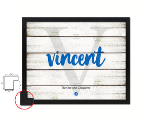 Vincent Personalized Biblical Name Plate Art Framed Print Kids Baby Room Wall Decor Gifts