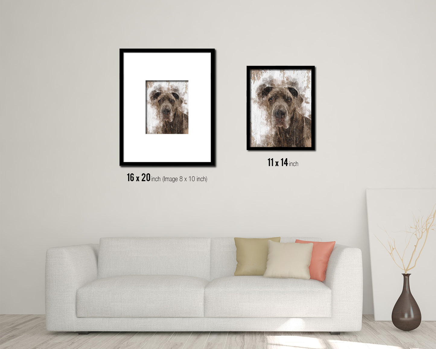 Blue Great Dane Dog Puppy Portrait Framed Print Pet Watercolor Wall Decor Art Gifts