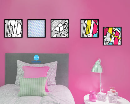 Abstract Blue Artwork Wood Frame Gifts Modern Wall Decor Art Prints