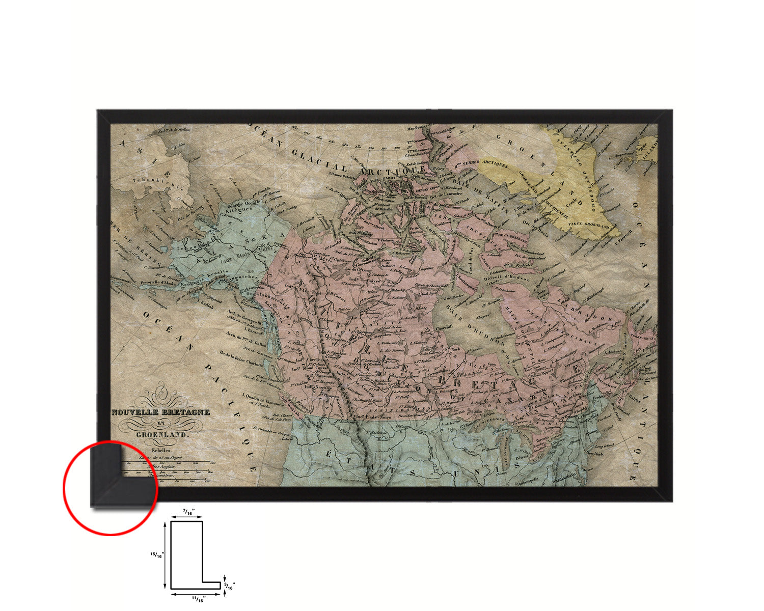 Canada and Alaska 1860 Historical Map Framed Print Art Wall Decor Gifts