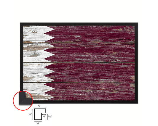 Qatar Country Wood Rustic National Flag Wood Framed Print Wall Art Decor Gifts