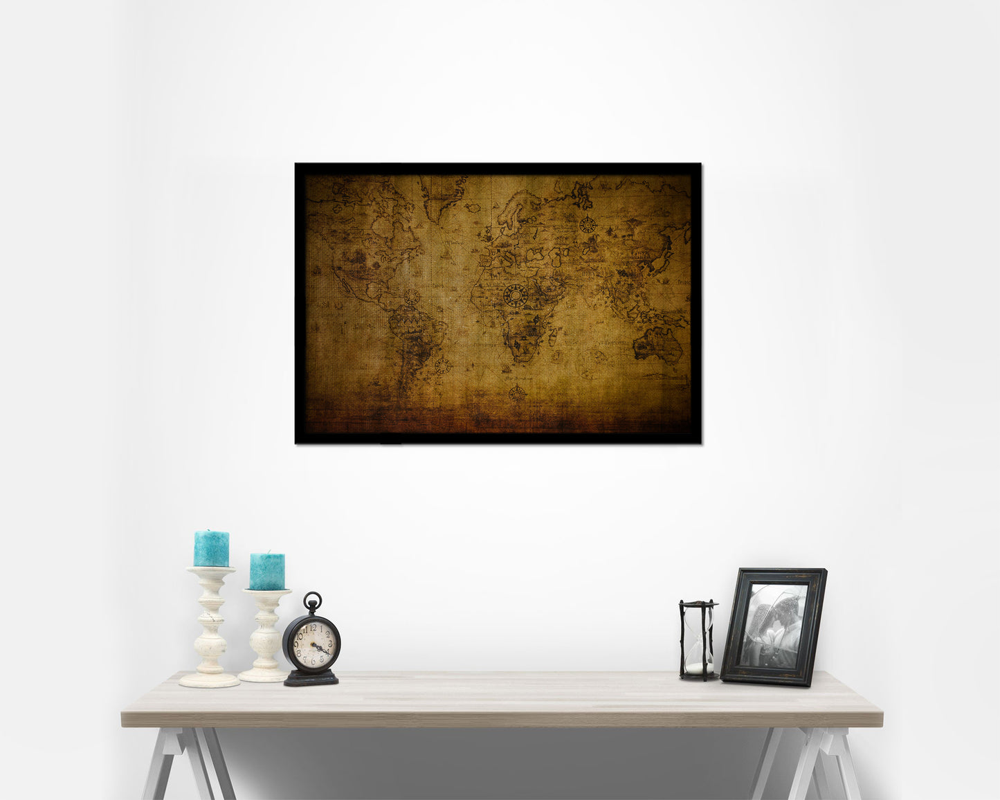World Vintage Map Framed Print Art Wall Decor Gifts