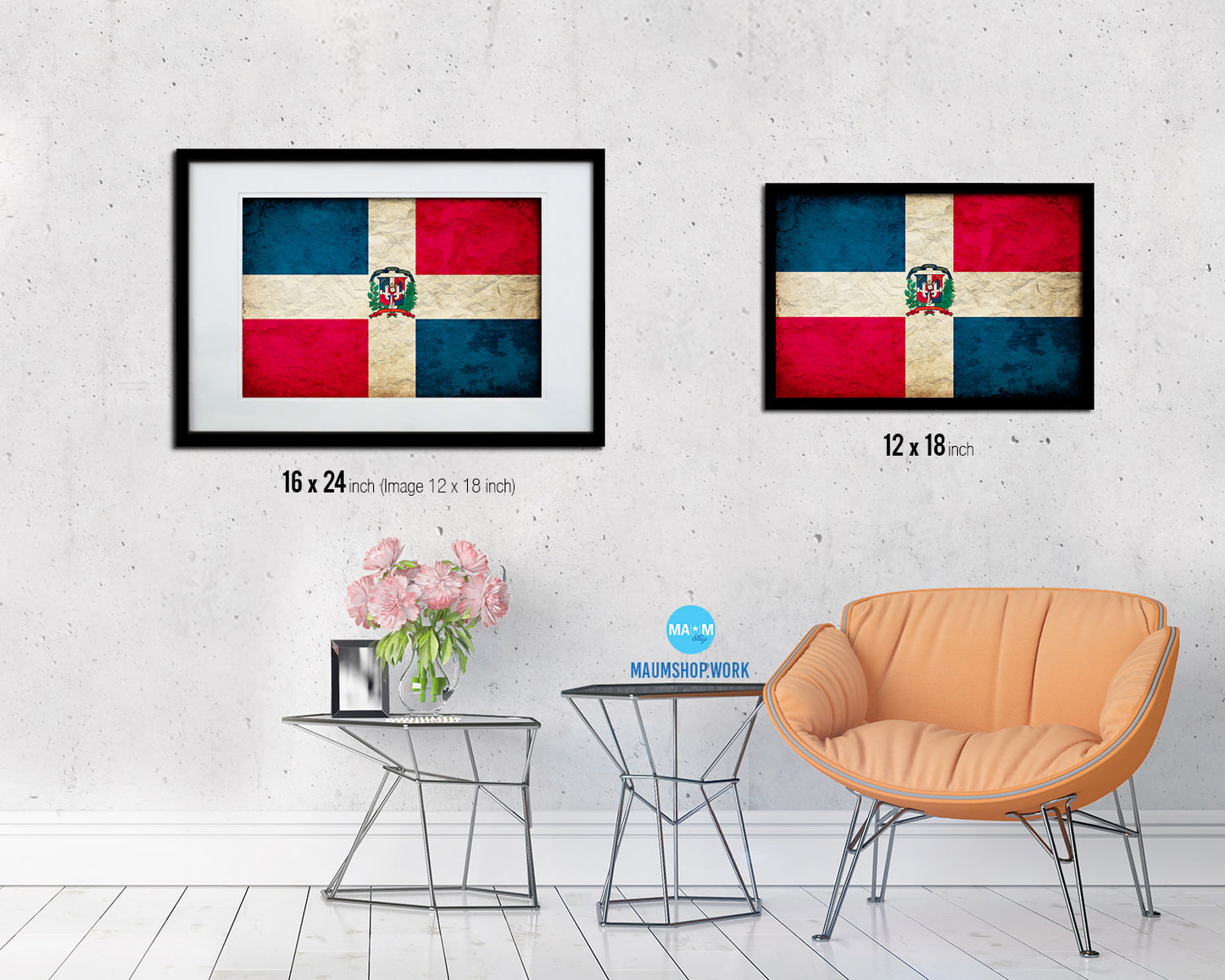 Dominican Republic Country Vintage Flag Wood Framed Print Wall Art Decor Gifts