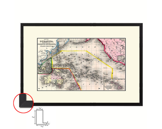 Oceanica Old Map Framed Print Art Wall Decor Gifts