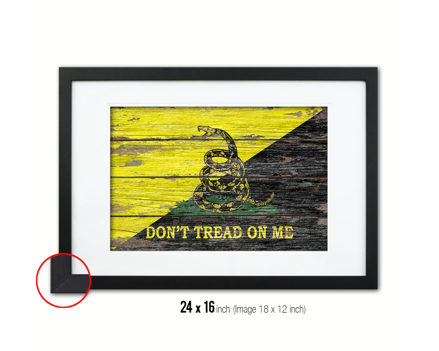 Don't Tread on Me Wood Rustic Flag Wood Framed Print Wall Art Decor Gifts
