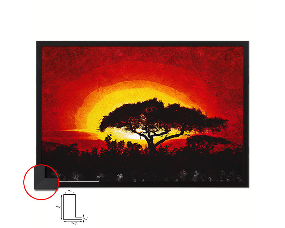 Sunrise Tree in Africa Landscape Painting Print Art Frame Home Wall Decor Gifts