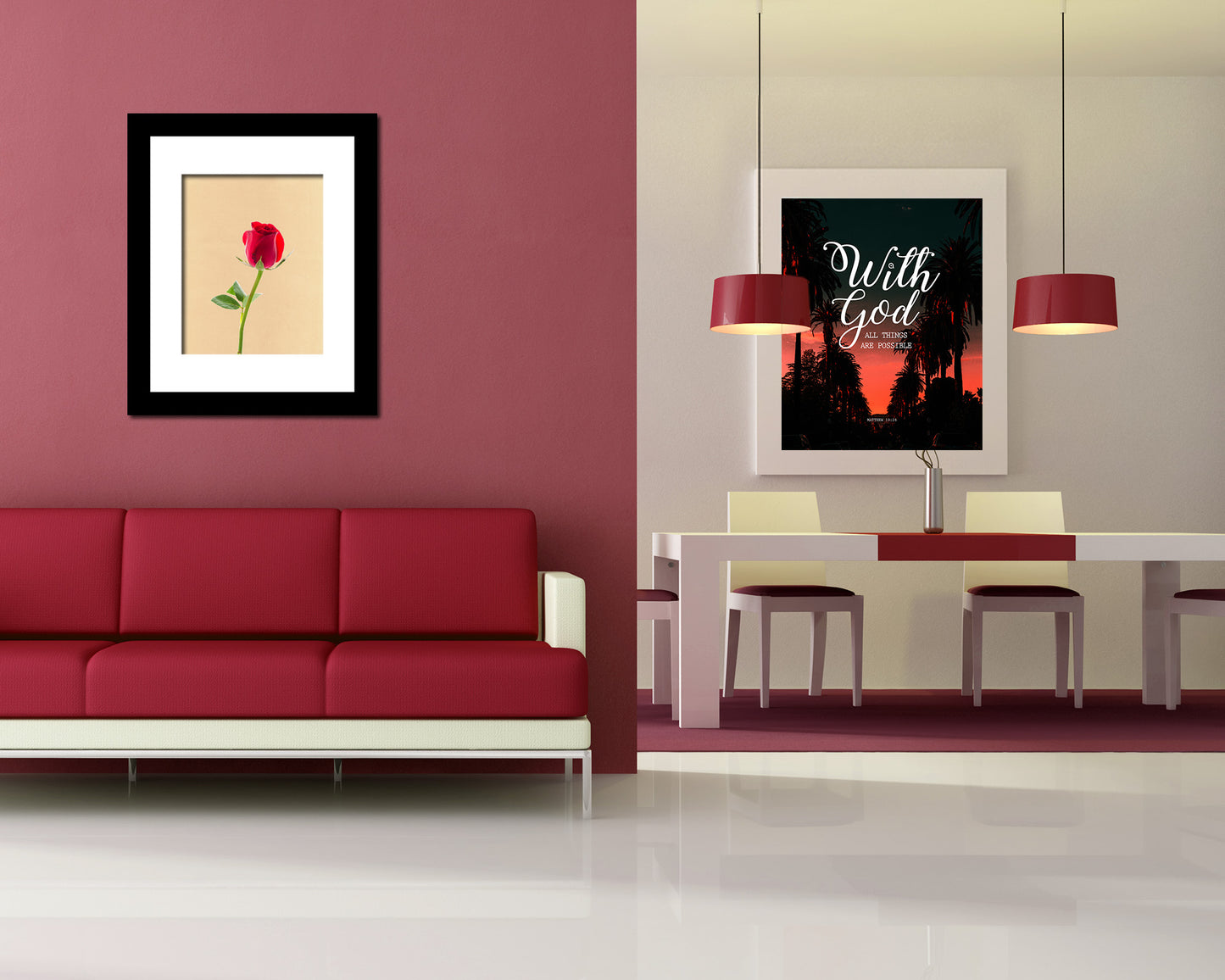 Red Rose Colorful Plants Art Wood Framed Print Wall Decor Gifts
