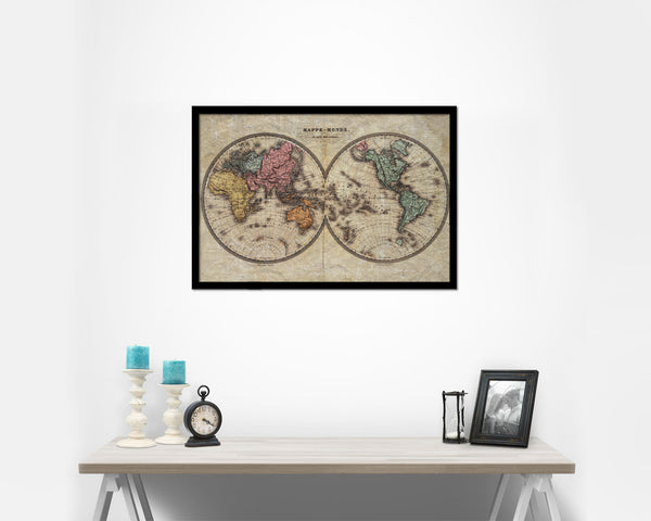 World Weather Storms 1872 Historical Map Framed Print Art Wall Decor Gifts