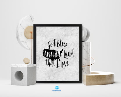 God bless America land that I love Bible Scripture Verse Framed Print Wall Art Decor Gifts