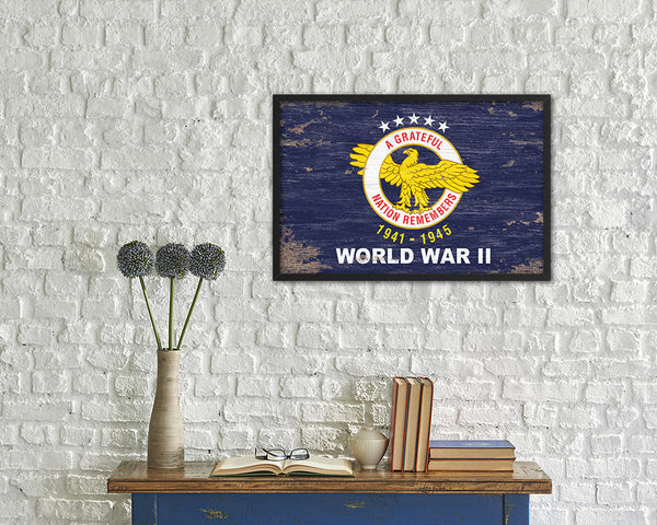 World War 2 Shabby Chic Military Flag Framed Print Decor Wall Art Gifts