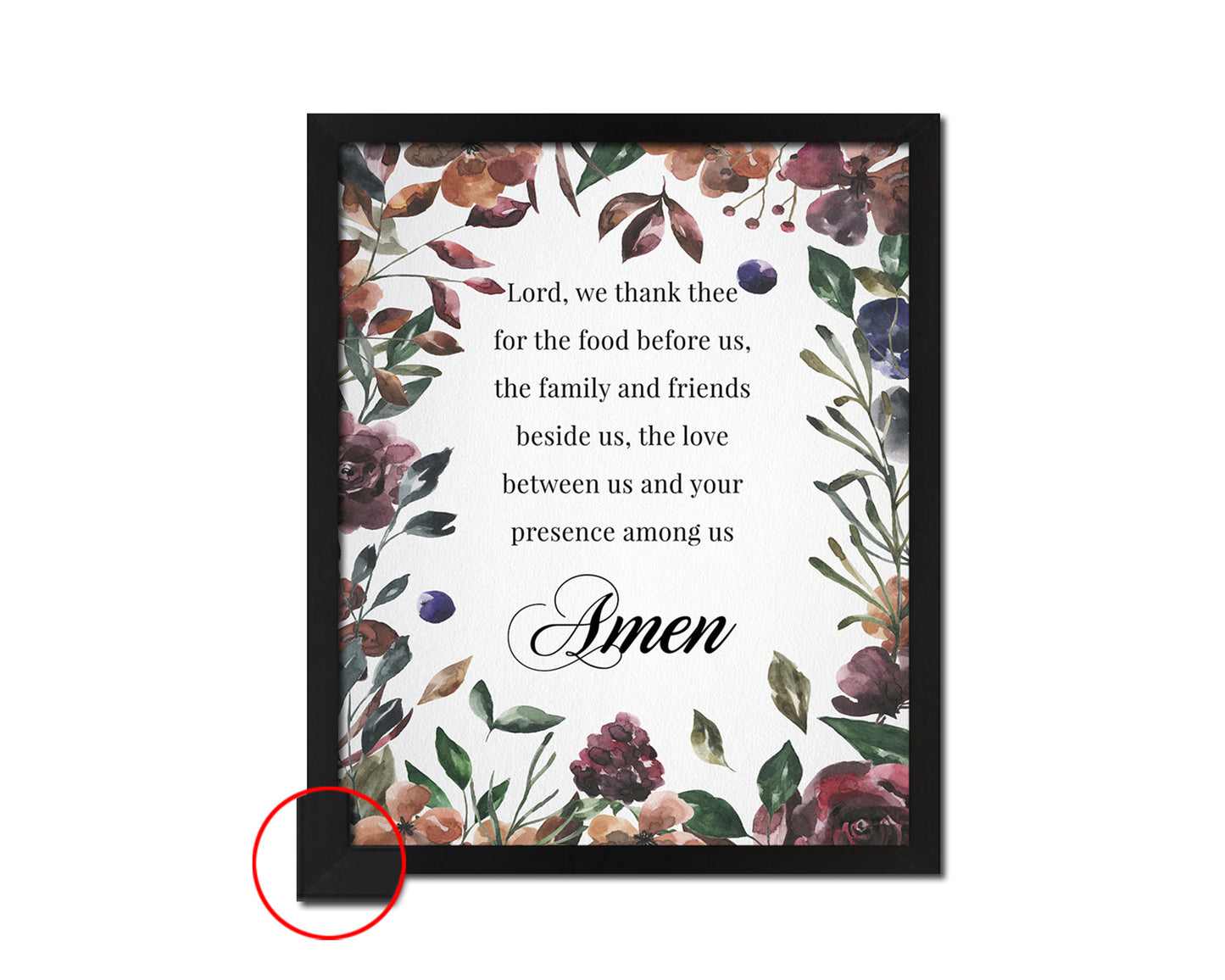 Lord we thank thee for the food before us, Amen Quote Framed Print Wall Decor Art Gifts