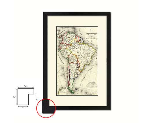 South America 1894 Old Map Wood Framed Print Art Wall Decor Gifts