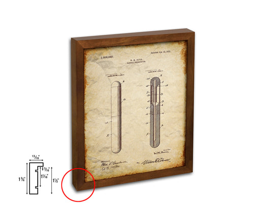 Tools Bevis Clinical Thermometer Doctor Vintage Patent Artwork Walnut Frame Gifts