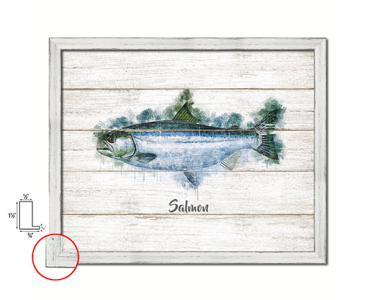 Salmon Fish Framed Prints Modern Restaurant Sushi Bar Watercolor Wall Art Decor