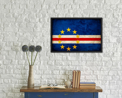 Cape Verde Country Vintage Flag Wood Framed Print Wall Art Decor Gifts