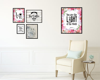 You Are the Light of The World, Matthew 5:14 Quote Framed Print Home Decor Wall Art Gifts