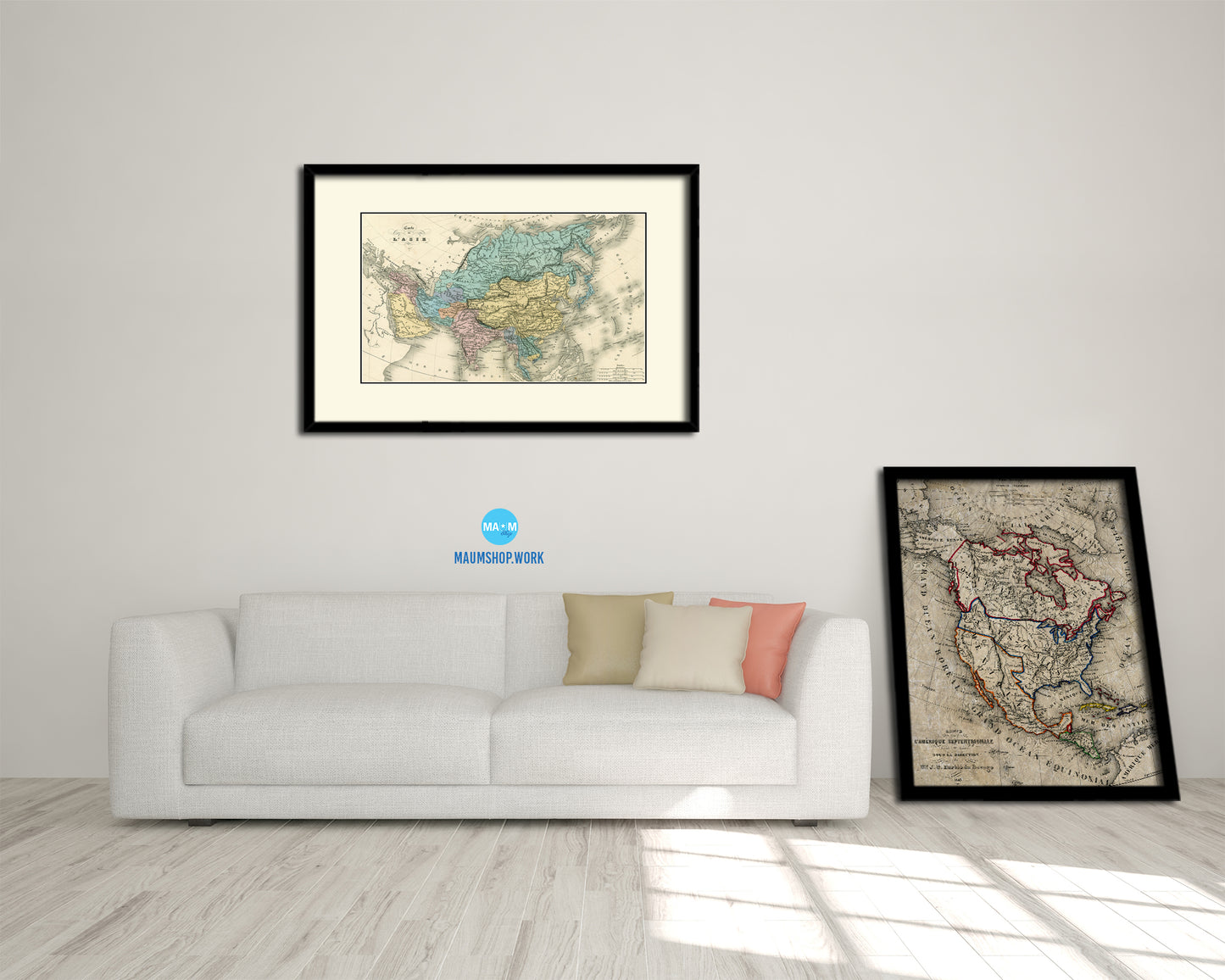 Asia 1860 Old Map Framed Print Art Wall Decor Gifts