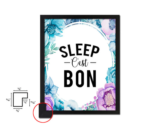 Sleep Cest Bon Quote Boho Flower Framed Print Wall Decor Art