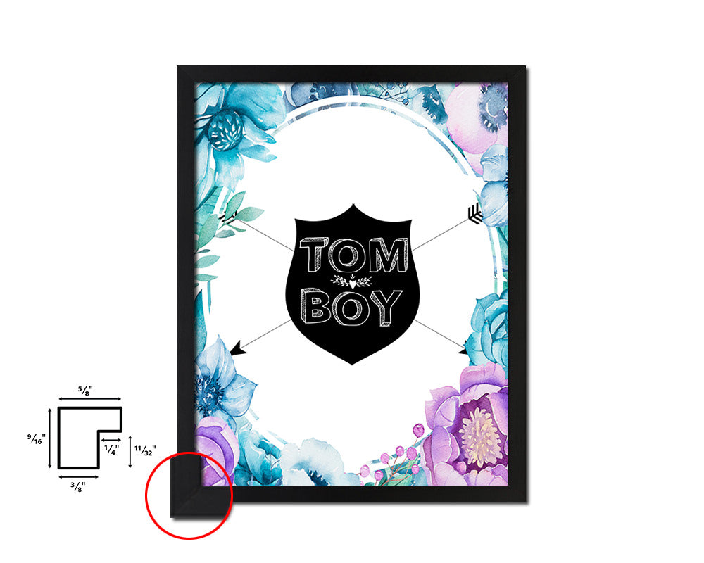 Tomboy Quote Boho Flower Framed Print Wall Decor Art