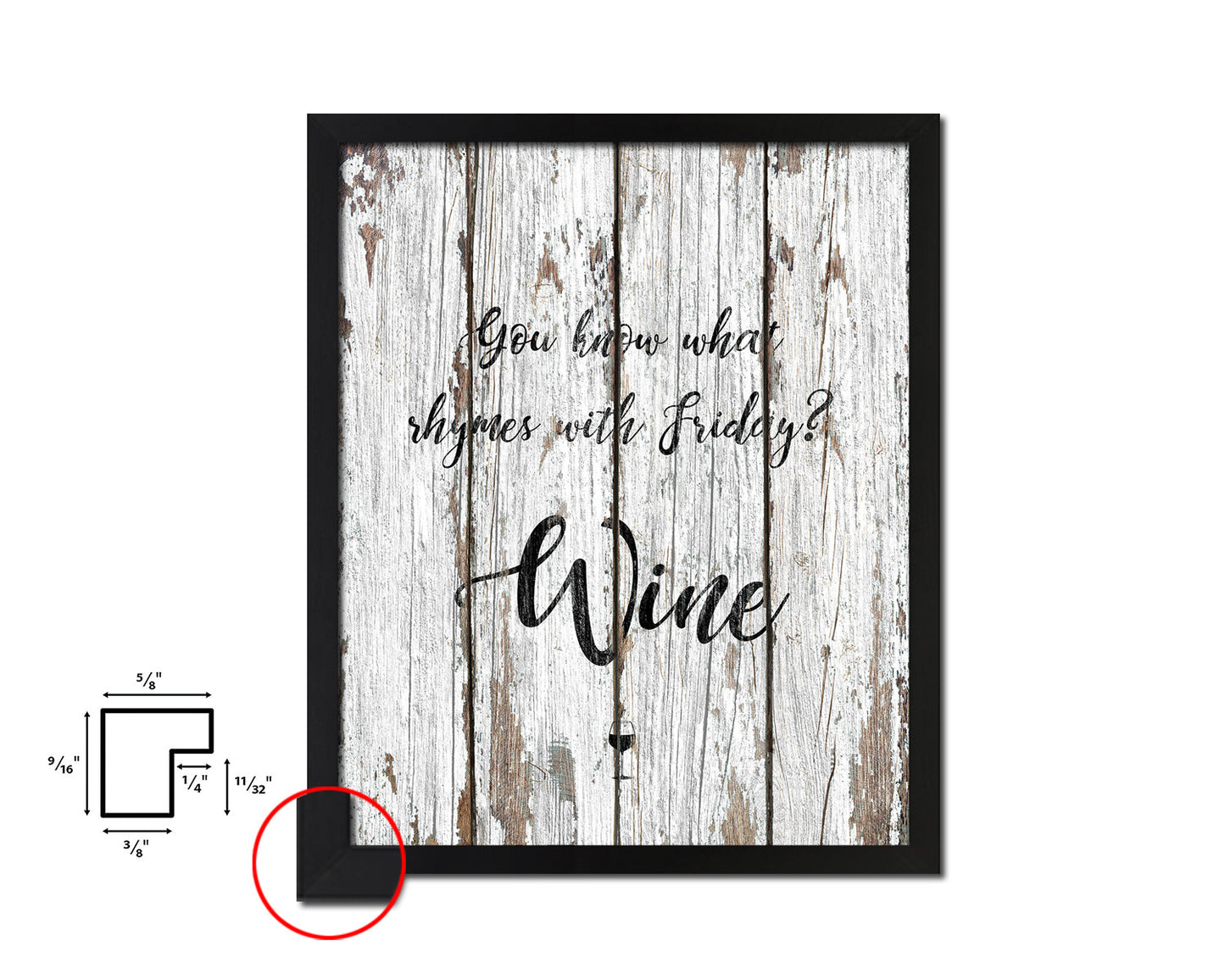 You know what rhymes with Friday Words Wood Framed Print Wall Decor Art Gifts