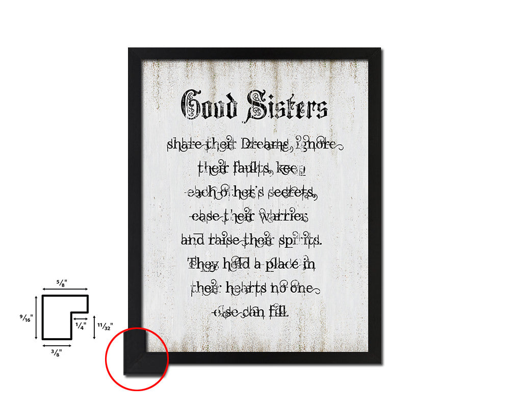 Good Sisters share their dreams Quote Wood Framed Print Wall Decor Art