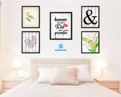 Heaven sent with a kiss from great grandma Quote Framed Print Wall Art Decor Gifts