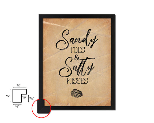 Sandy toes & salty kisses Quote Paper Artwork Framed Print Wall Decor Art