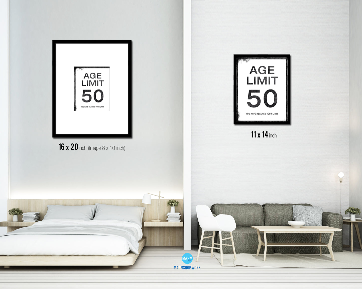Age limit 50 you have reached your limit Notice Danger Sign Framed Print Home Decor Wall Art Gifts