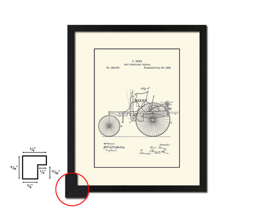 Self Propelling Vehicle Car Vintage Patent Artwork Black Frame Print Wall Art Decor Gifts