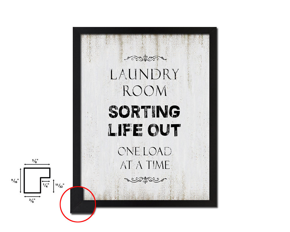 Laundry room sorting life out one load Quote Wood Framed Print Wall Decor Art