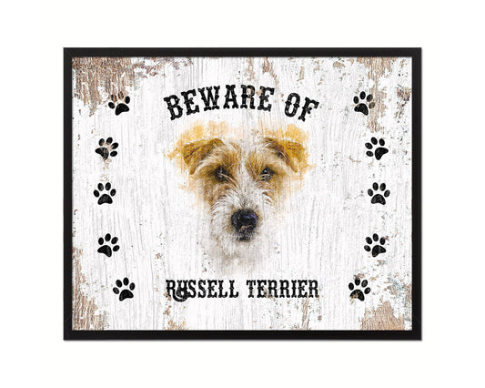Beware of Rottweiler Sign Wood Framed Print Wall Art Decor Gifts