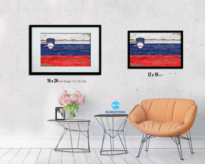 Slovenia Country Wood Rustic National Flag Wood Framed Print Wall Art Decor Gifts