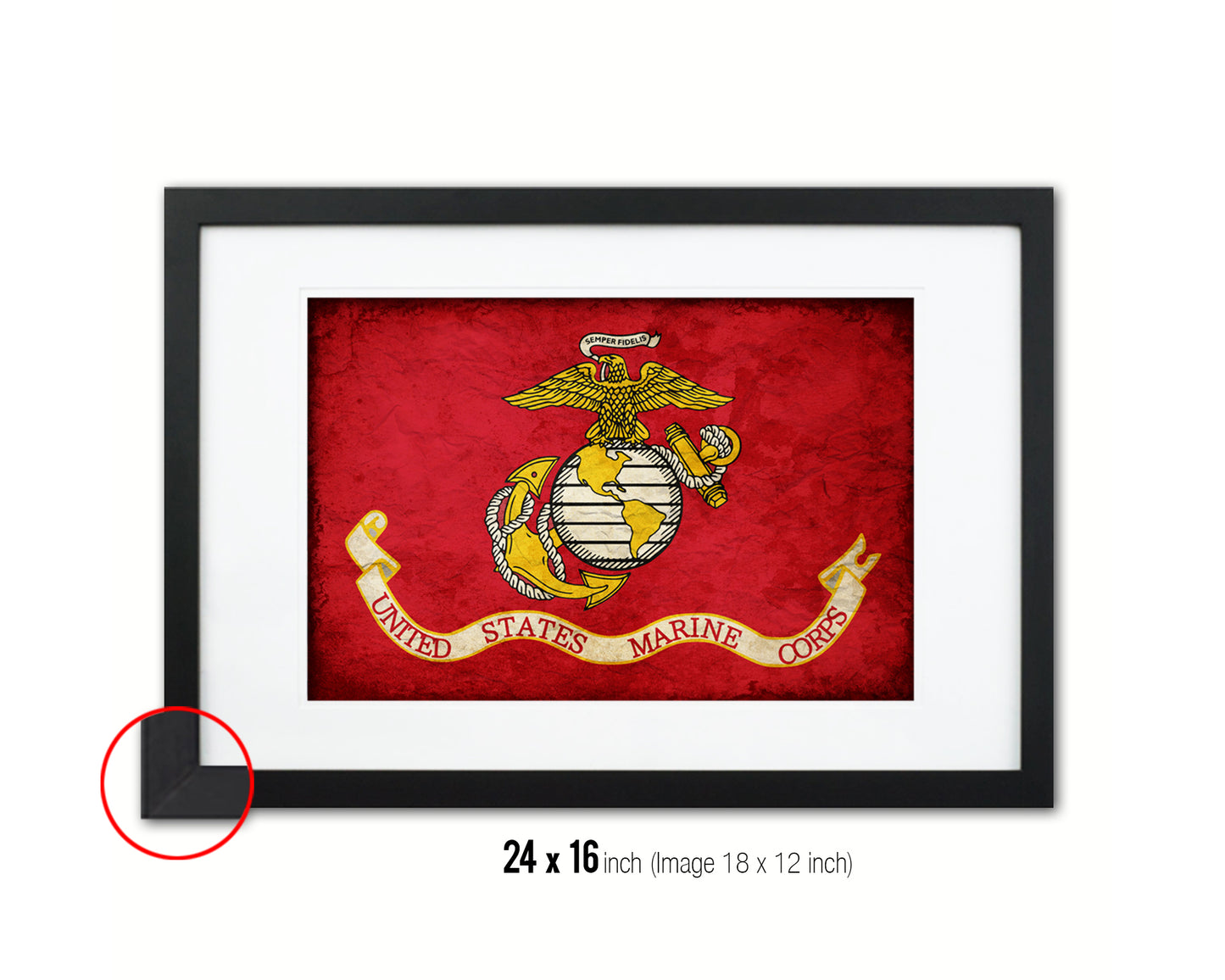 US Marine Corps Vintage Military Flag Framed Print Sign Decor Wall Art Gifts