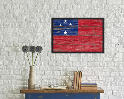 Samoa Country Wood Rustic National Flag Wood Framed Print Wall Art Decor Gifts