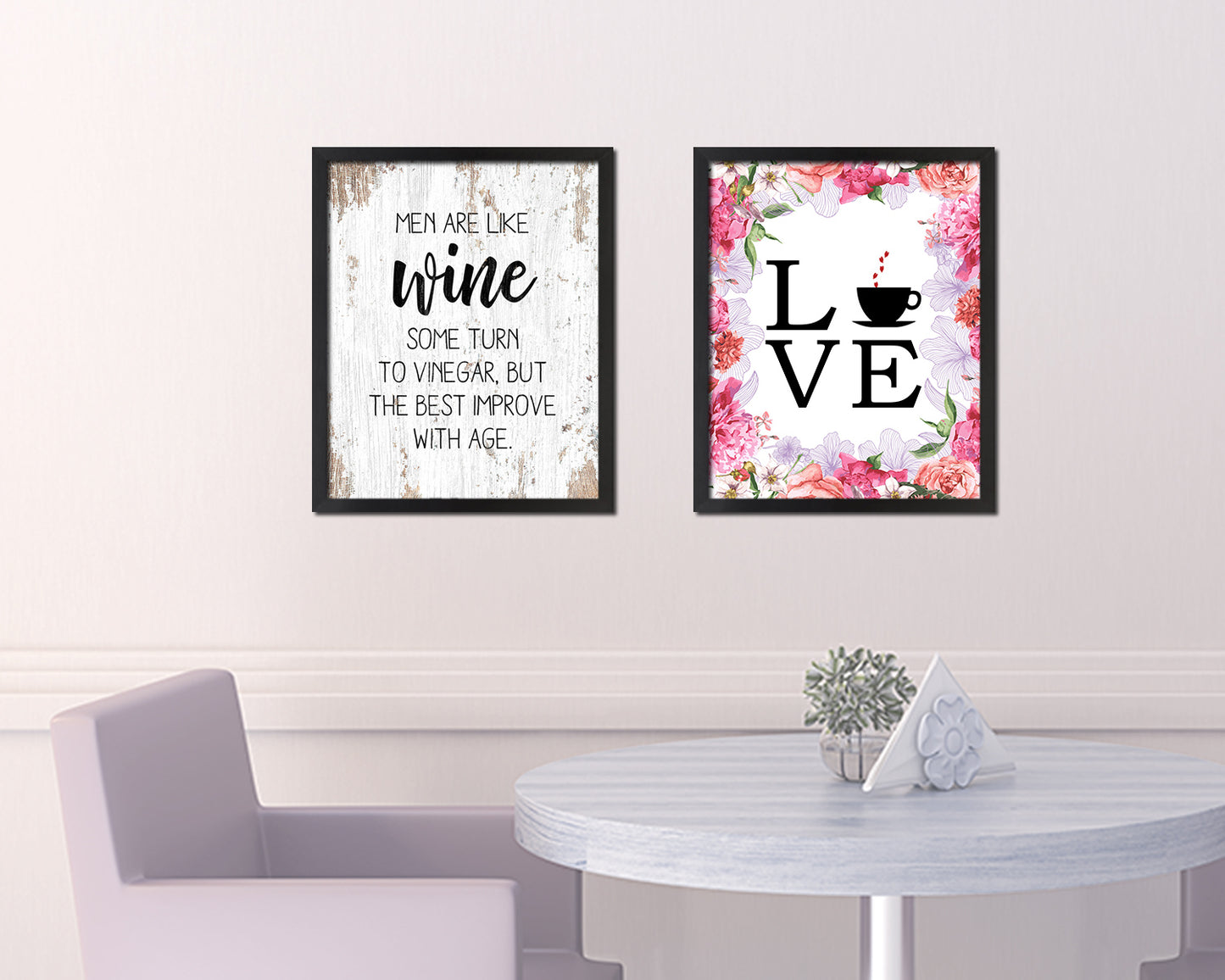 Men are like wine some turn to vinegar Words Wood Framed Print Wall Decor Art Gifts