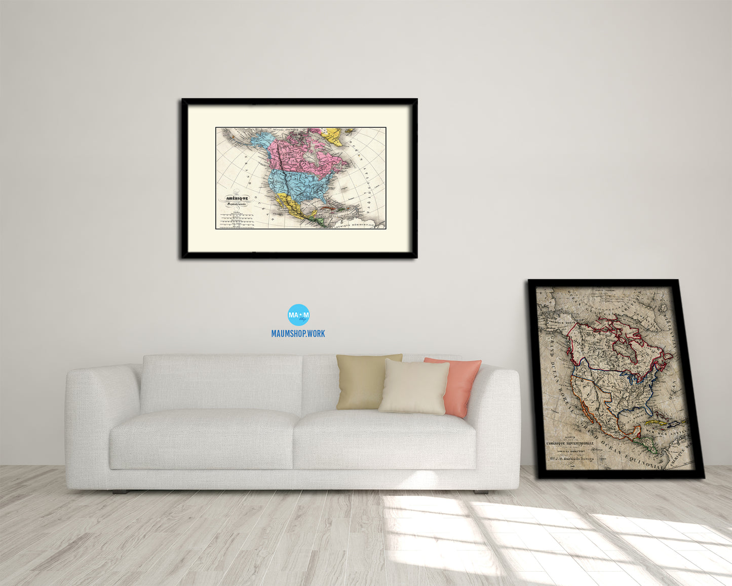 North America United States Canada Mexico Old Map Framed Print Art Wall Decor Gifts