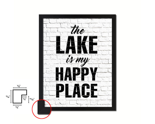The Lake is my happy place Quote Framed Print Home Decor Wall Art Gifts