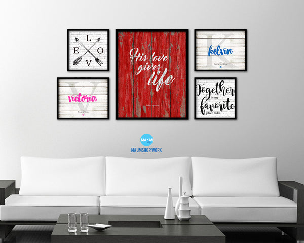 His love gives life, John 10:10-11 Quote Framed Print Home Decor Wall Art Gifts