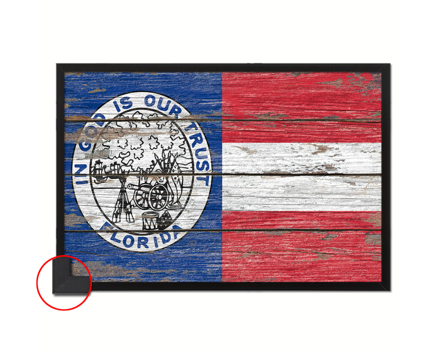 Civil War Florida Wood Rustic Flag Wood Framed Print Wall Art Decor Gifts