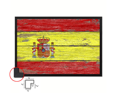 Spain Country Wood Rustic National Flag Wood Framed Print Wall Art Decor Gifts