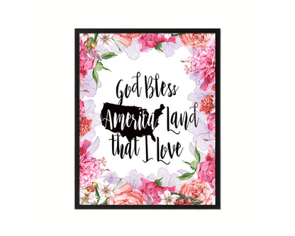 God bless America land that I love Quote Framed Print Home Decor Wall Art Gifts