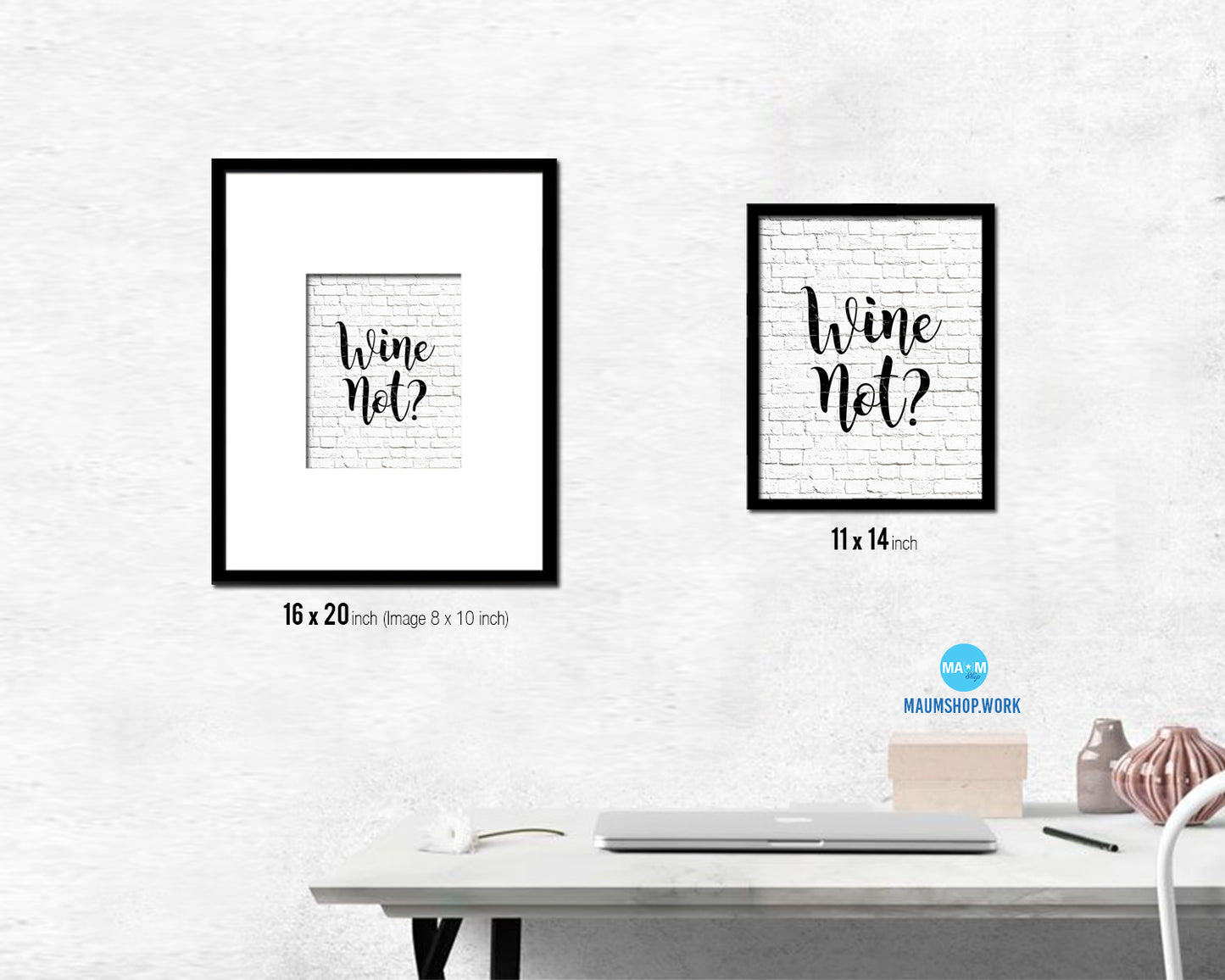 Wine Not? Words Wood Framed Print Wall Decor Art Gifts