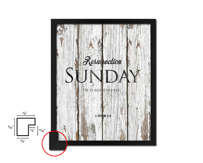 Resurrection Sunday He is risen indeed, 1 Peter 1:3 Quote Framed Print Home Decor Wall Art Gifts