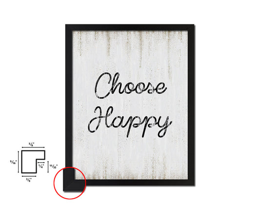 Choose happy Quote Wood Framed Print Wall Decor Art