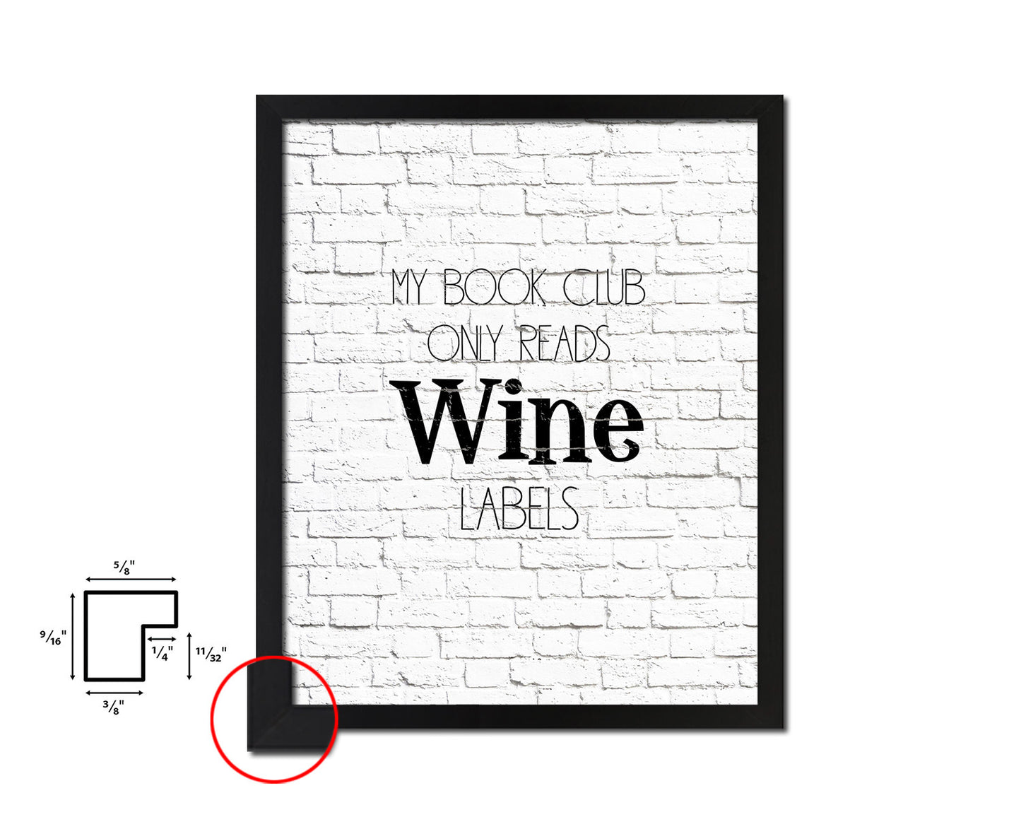 My book club only reads wine labels Words Wood Framed Print Wall Decor Art Gifts