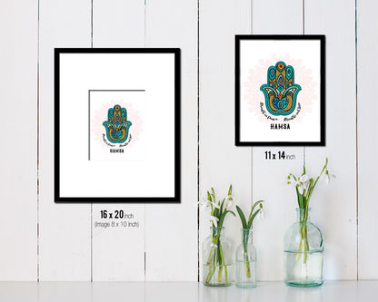 Breath in peace, Breathe out love Hamsa Yoga Wood Framed Print Wall Decor Art Gifts