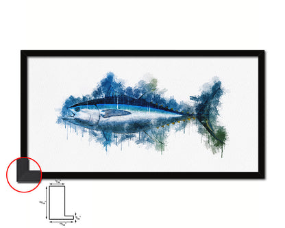 Bigeye Fish Art Wood Frame Modern Restaurant Sushi Wall Decor Gifts, 10" x 20"